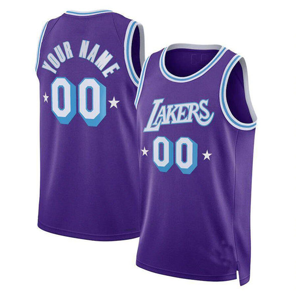Men's Los Angeles Lakers Active Player Custom Purple 2021-22 City Edition Swingman Stitched Basketball Jersey